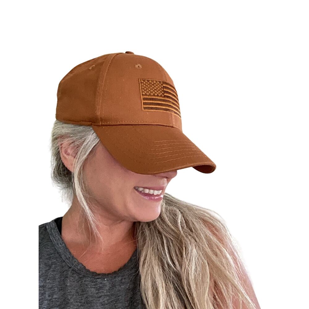 H3 Sportgear Men's Flag Embroidered Canvas Work Hat Cap Snapback NWT